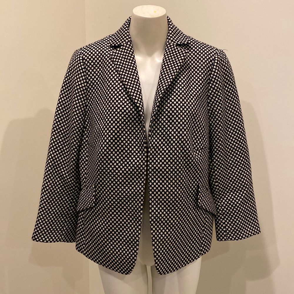 Akris Punto Black White Jacket Blazer 3/4 sleeves sz 16